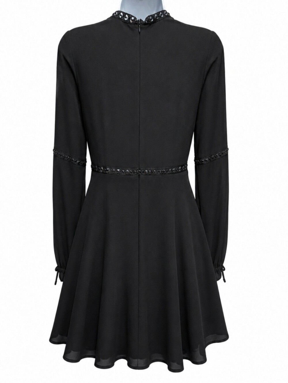 0187 Forever 21 Black Lace Mini Dress Medium Gothic Romantic Long Sleeve Cutout - Picture 2 of 14